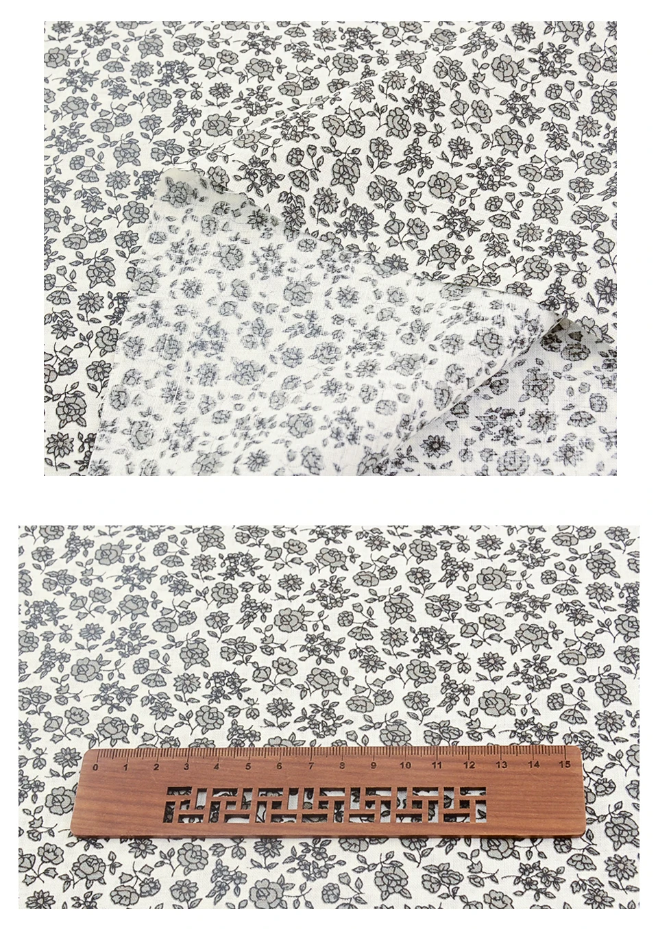 Teramila Vintage Floral 100 % Baumwolle bedruckter Stoff dünner Stoff für Puppen, Bastelmaterialien, Patchwork-Nadelarbeiten, Meterware – Detail 17