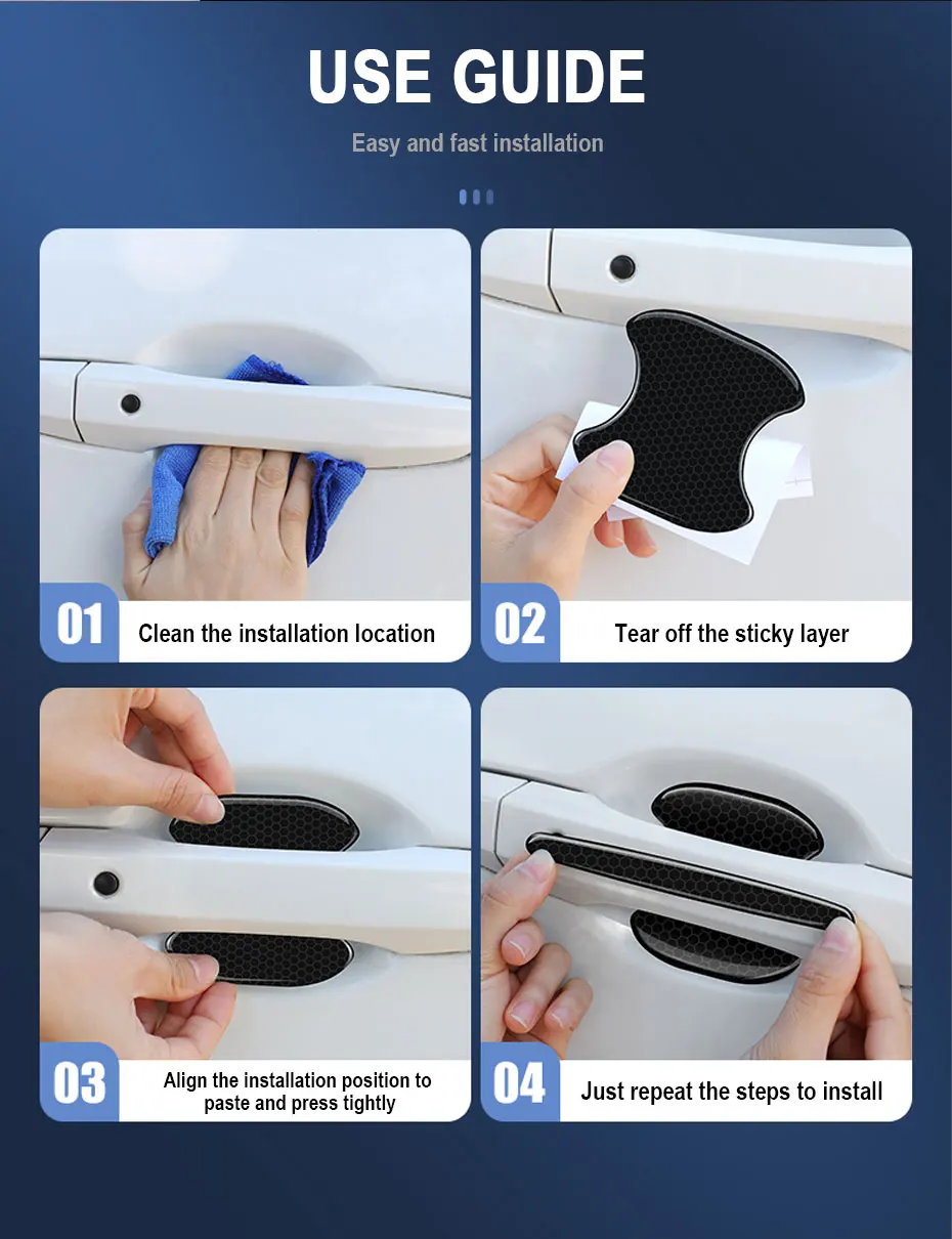 SEAMETAL Auto Türgriff Schutz Streifen Auto Tür Schüssel Schutz Aufkleber Universal Tür Schüssel Film Anti Scratch Zubehör – Detail 7