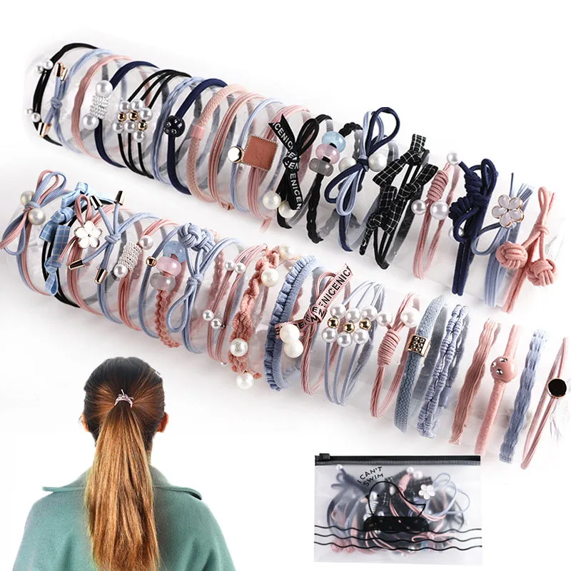 Bán Buôn Nữ Thời Trang Phụ Kiện Tóc Đơn Giản Dây Buộc Tóc Bộ Thun Tóc Nhiều Màu Sắc Cao Su Ngọc Trai Dây Buộc Tóc Cho Nữ