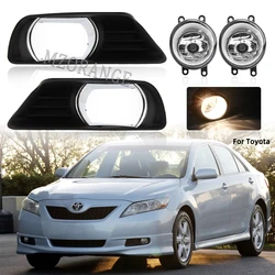 Fog Lights Chrome Fog Lamp Cover Grill Bezel LED Fog Light for Toyota Camry XV40 2007 2008 2009 Pre-facelift Headlight Foglights