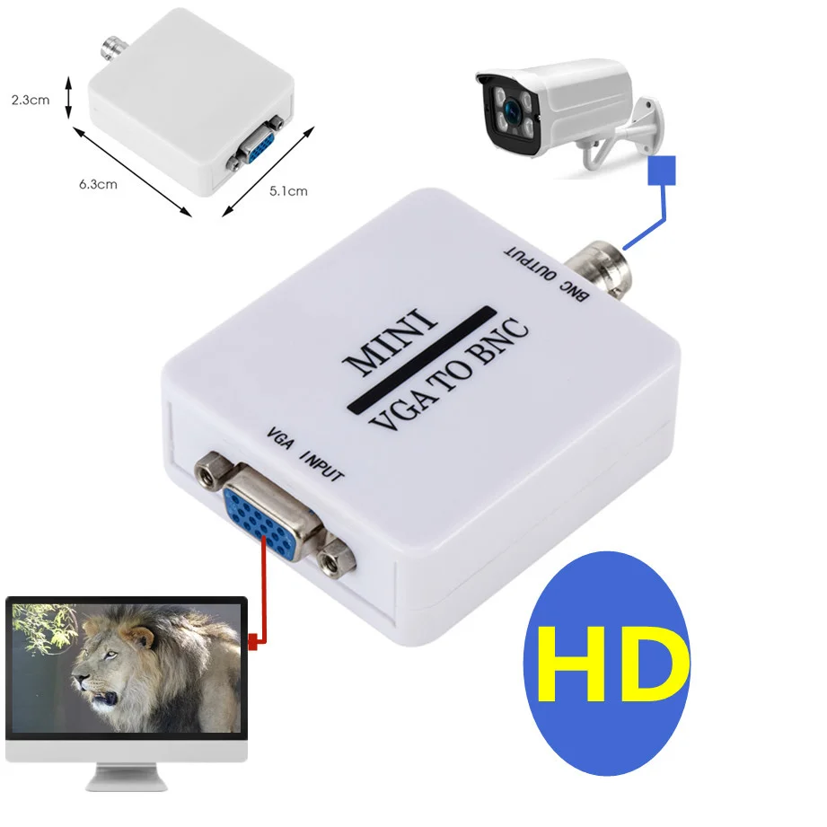 Mini HD VGA to BNC Video Converter Convertor Box Composite VGA to BNC Adapter Conversor Digital Switcher Box For HDTV Monitor