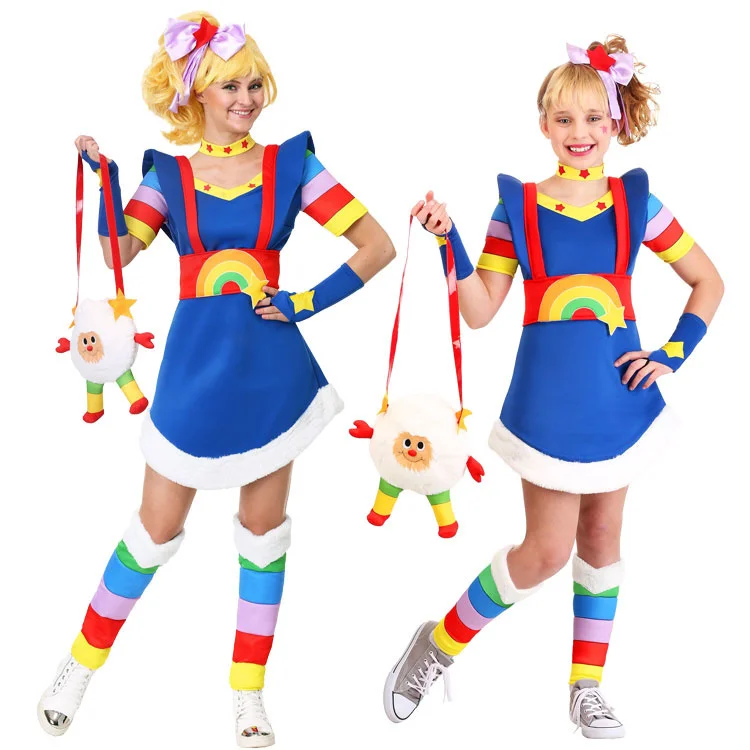 

Women Halloween Easter Carnival Adult Cosplay costume Mahou Shoujo Rainbow girl Bright cosplay dress