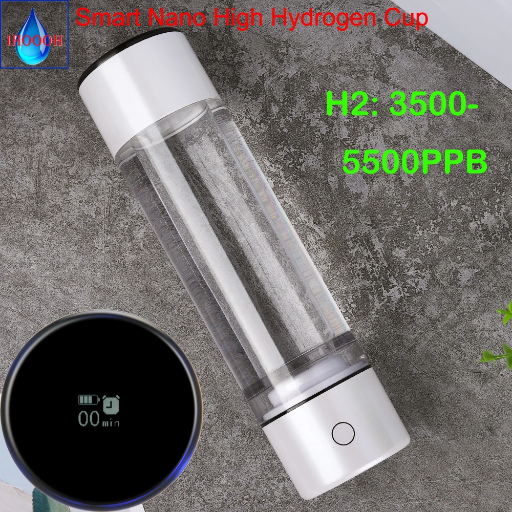 Ressonância Molecular Inteligente Portátil Gerador de Hidrogênio Ultra Alto Nano Ionizador H2 Garrafa de Água Alcalina, MRET OH 7.8HZ, 5500PPb