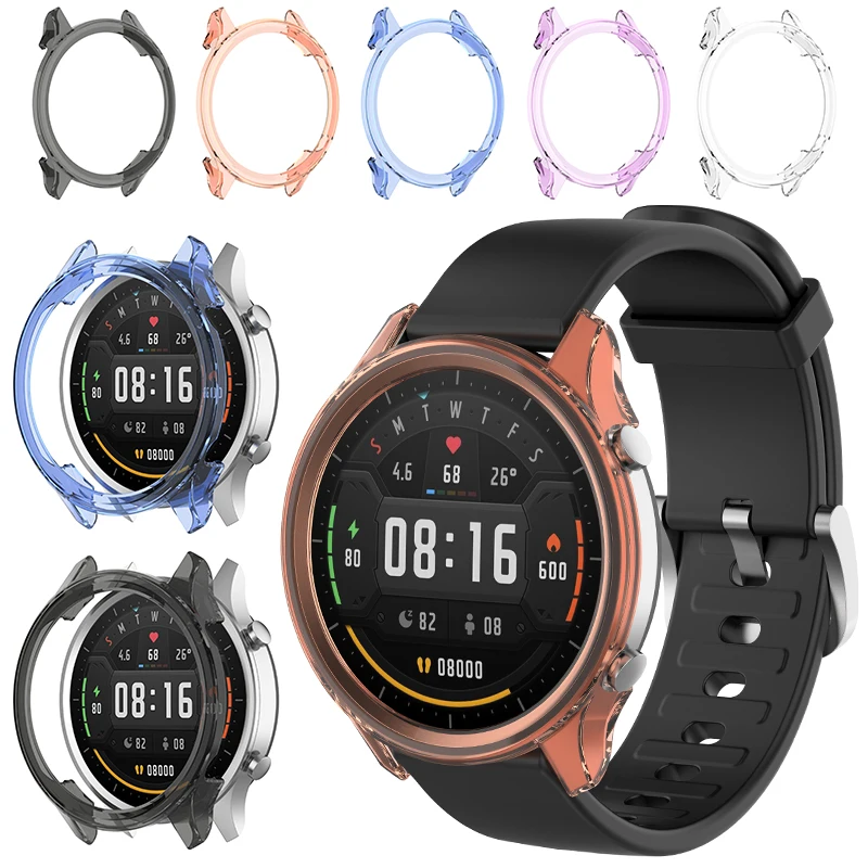 For Xiaomi Watch Color Smartwatch Transparent TPU Case Scratch Resistant Protective Cover Shell Bumper Frame Accessories