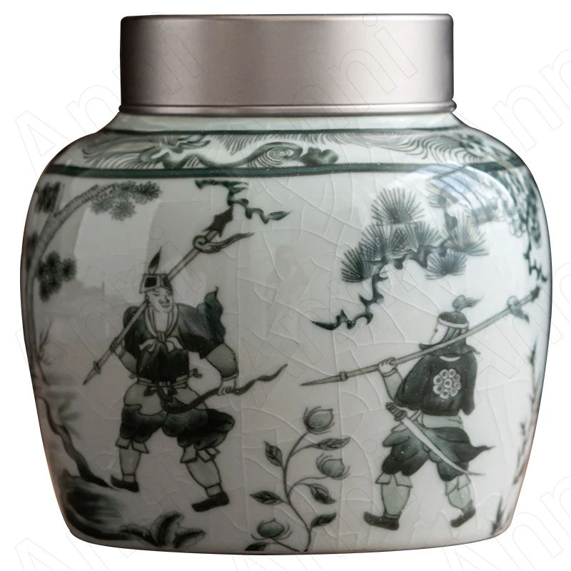 Classical Blue and White Porcelain Tea Canister Chinese Modern Ink Painting Ice Cracks Sealed Moisture-proof Ceramic Tea Storage