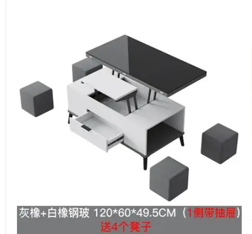 Multi-functional elevating tea table dual-use small living room household luxury modern simple creative folding table