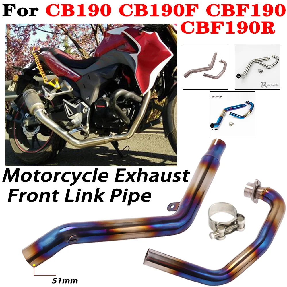 

Slip on Motorcycle Exhaust Front Link Pipe For Honda CB190 CB190F CBF190 CBF190R Escape Moto Modify Muffler Titanium Alloy Tube