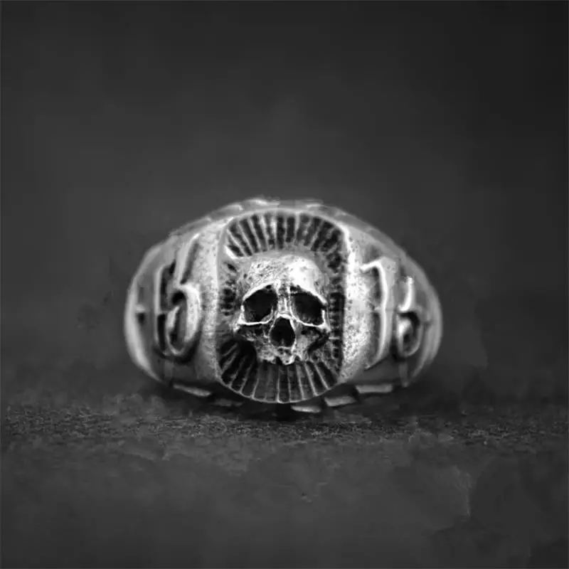 EYHIMD Gothic Mens 316L Stainless Steel Skull 13 Lucky Ring Rock Roll Punk Party Biker Jewelry Anniversary Gifts for him