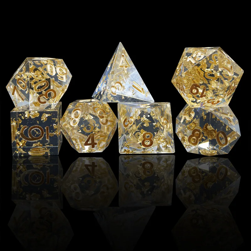 Transparent Goldfoil Multiface D4 D6 D8 D10 D12 D20 Digital Dice Polyhedral Dice RPG DND COC Dice Set Board Table Games Gift