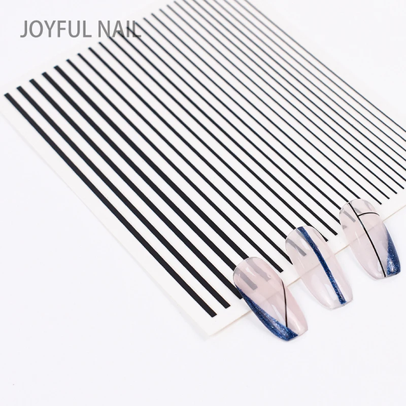 10PCS 3D Gold And Silver Black And White Line Nail Art Stickers DIY Curve With Self-adhesive Nail Art Decoration Decals