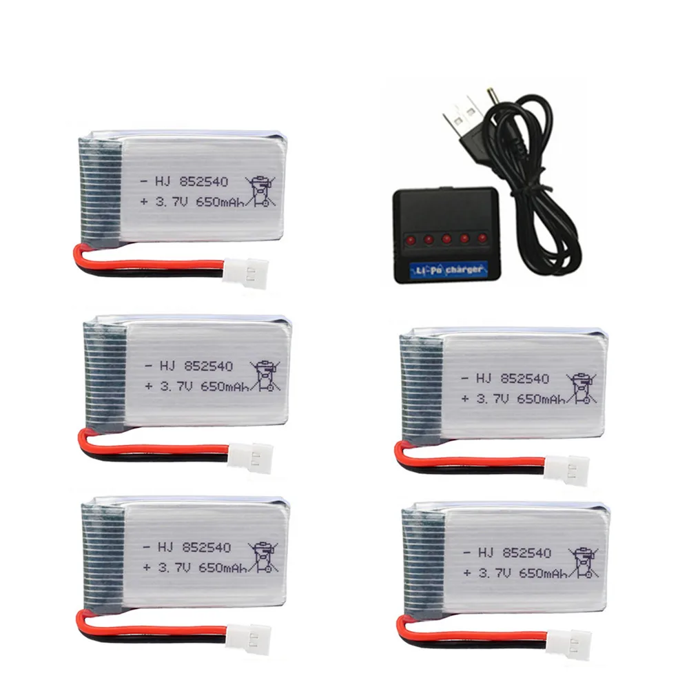 3.7V 650mAh يبو البطارية + 3.7v شاحن ل SYMA X5C X5C-1 X5 H5C X5SW X6SW H9D H5C Drone 852540 3.7V يبو بطارية قابلة للشحن