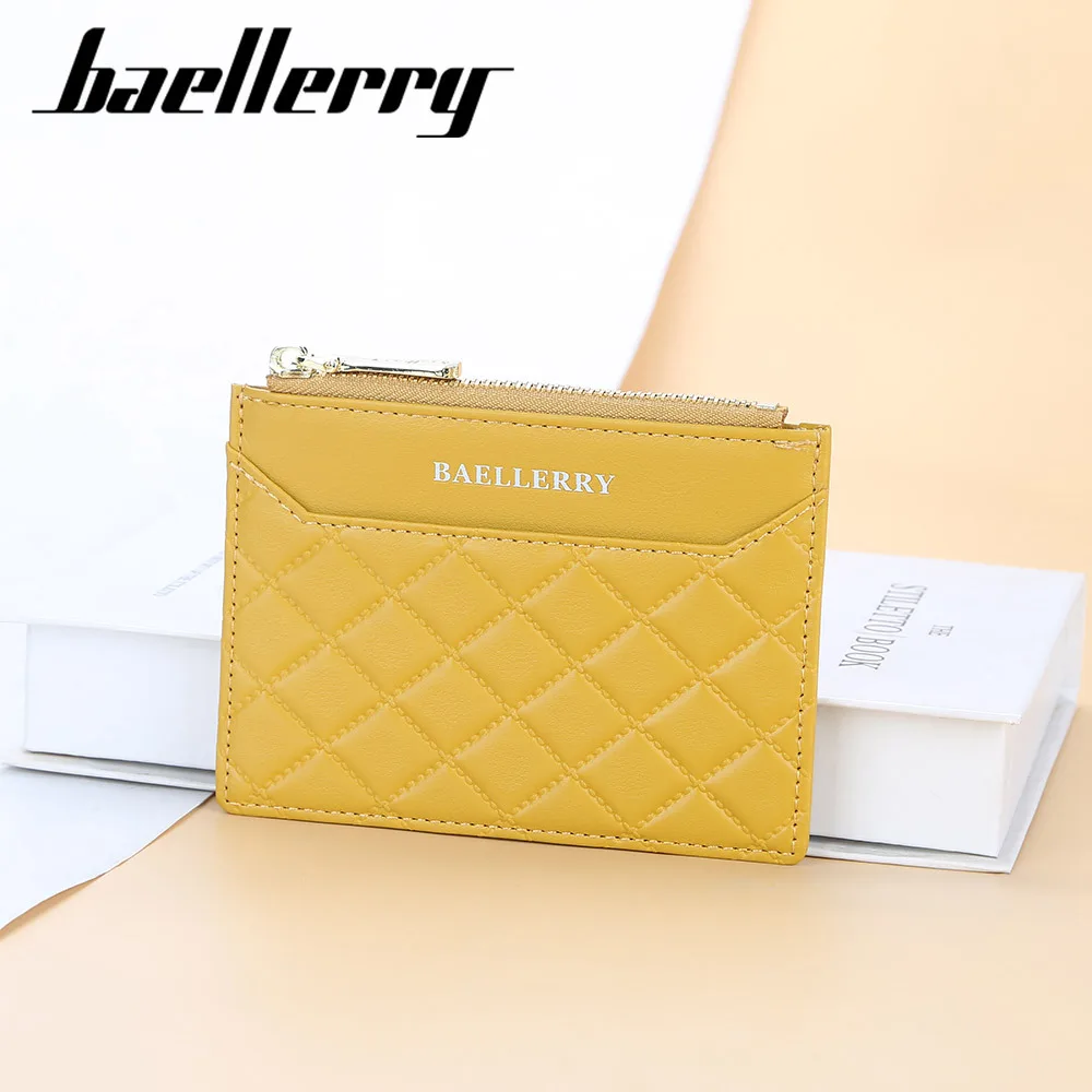 2022 Mini Women Card Wallets Yellow Zipper Card Wallet Soft PU Leather Thin Card Holder Quality Female Card Purse Mini Carteria