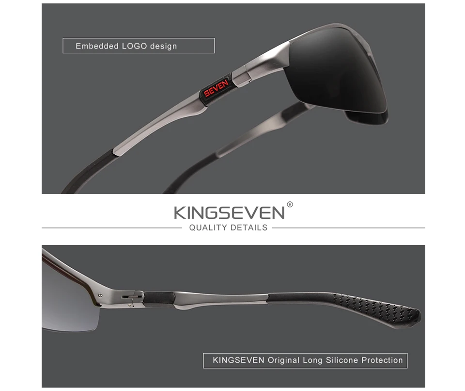 KINGSEVEN Marke 2024 Polarisierte Serie Fahrer-Sonnenbrille für Herren aus Aluminium mit Spiegelgläsern, Sonnenbrille für Männer und Frauen, Brillen – Detail 2