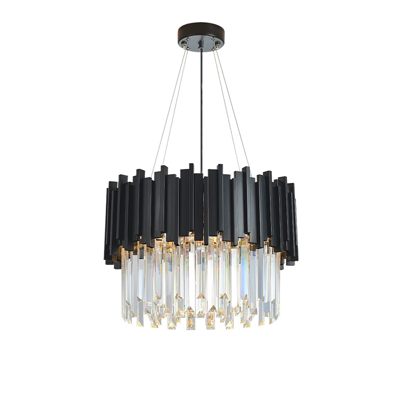 LED Dimmable Round Black Crystal Desinger Chandelier Lighting Suspension Luminaire Lampen Lustre For Dinning Room Foyer