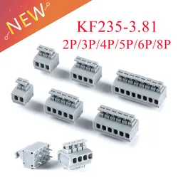 Kf235-3.81mm 스프링 푸시 타입 터미널 블록, 나사 없는 PCB 터미널 블록, 3.81mm 피치, 2p, 3p, 4p, 5p, 6p, 8p, 10 개