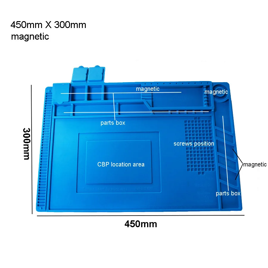 Almohadilla de soldadura de silicona, plataforma de escritorio, estera para Estación de soldadura, Reparación de PC, teléfono de hierro, aislamiento térmico magnético, sin S-160 de plomo