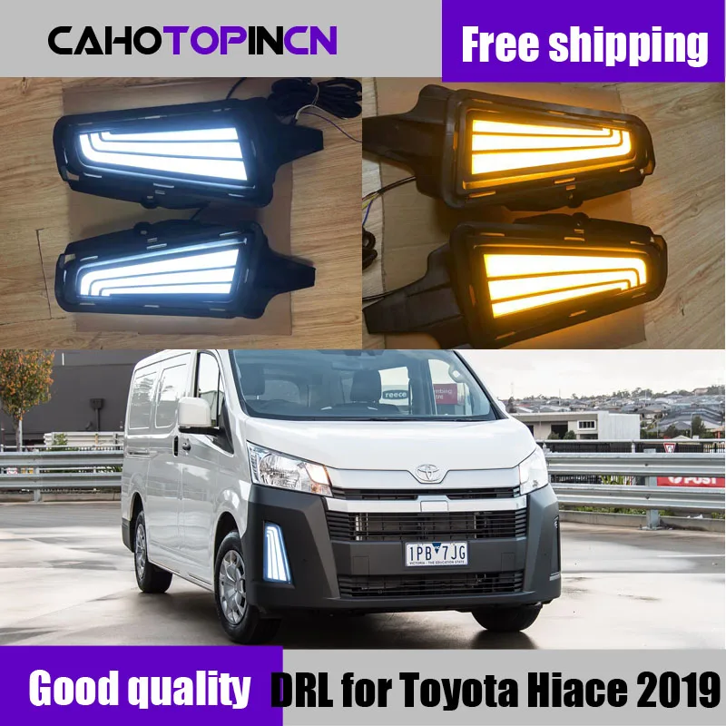 

2 PCS DRL Daytime Running Light for toyota NEW Hiace 2019 2020 12V Car LED fog lamp Decoration With Turn Signal style relay