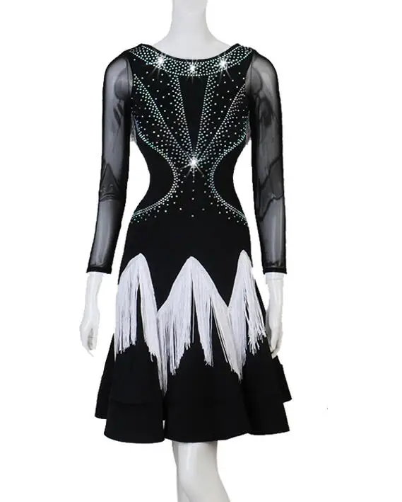 

latin dance competition dresses women samba rumba tango latin dance dress latin dance white black lq175