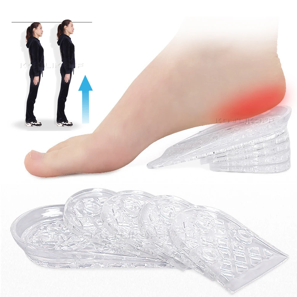 KOTLIKOFF Invisible Height Increase Insoles Adjustable 0.6-3cm UP Women Men Heel Pads Silicone Gel Lift Insole Elastic Heel Pads