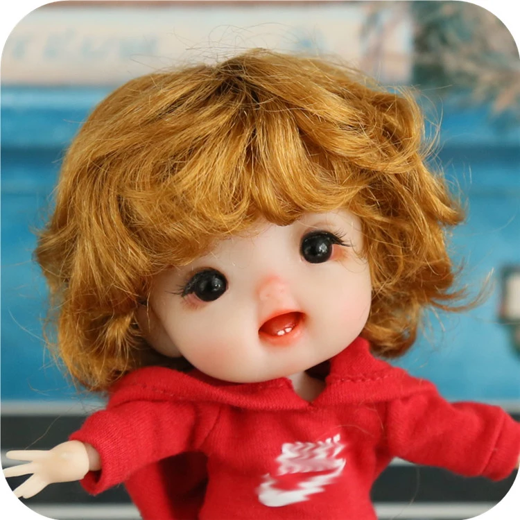 New 1/6 1/8 Bjd doll Accessories OB11 Wig 1/6 1/8 BJD SD doll wigs synthetic Mohair Short curly doll hair Bjd Wig for boys girls