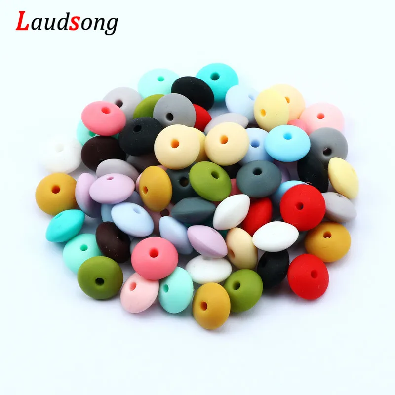 Various Lentils Shape Silicone Wood Beads Round Loose Spacer Beads For Jewelry Making DIY Necklace Bracelet Accessories