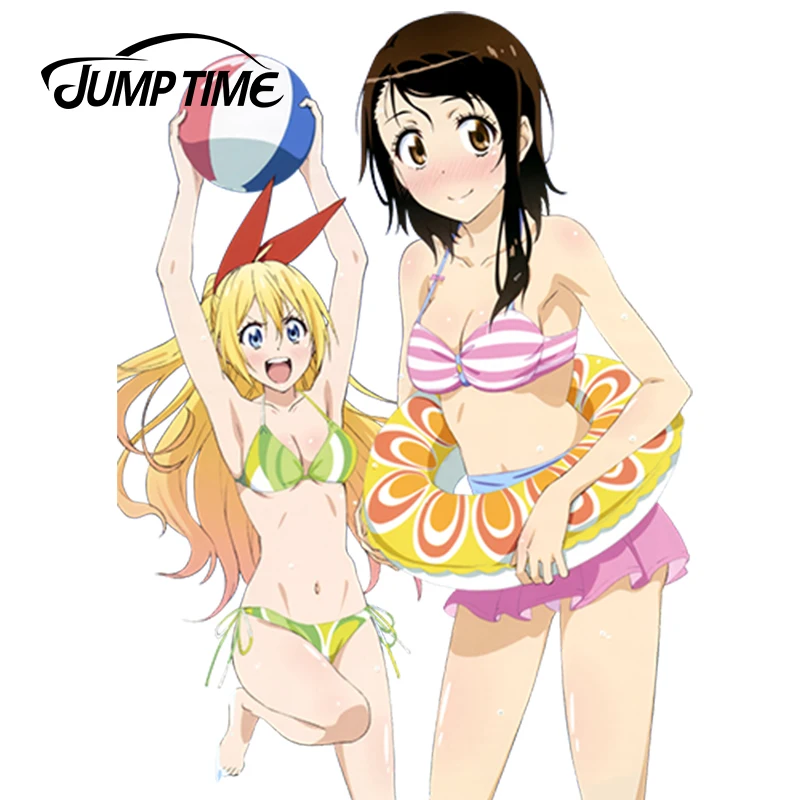 JumpTime 13cm x 9.4cm Sexy Bikini Girl Car Stickers Nisekoi Anime Vinyl Car Decal Window Wiper Tailgate Styling