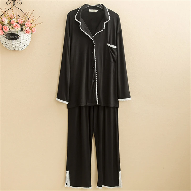 

Sexy Pajamas Cotton Ladies' Home Service Nightgown Korean Style Lace Loose Modal Simple Nightwear Bathrobe Women High Quality