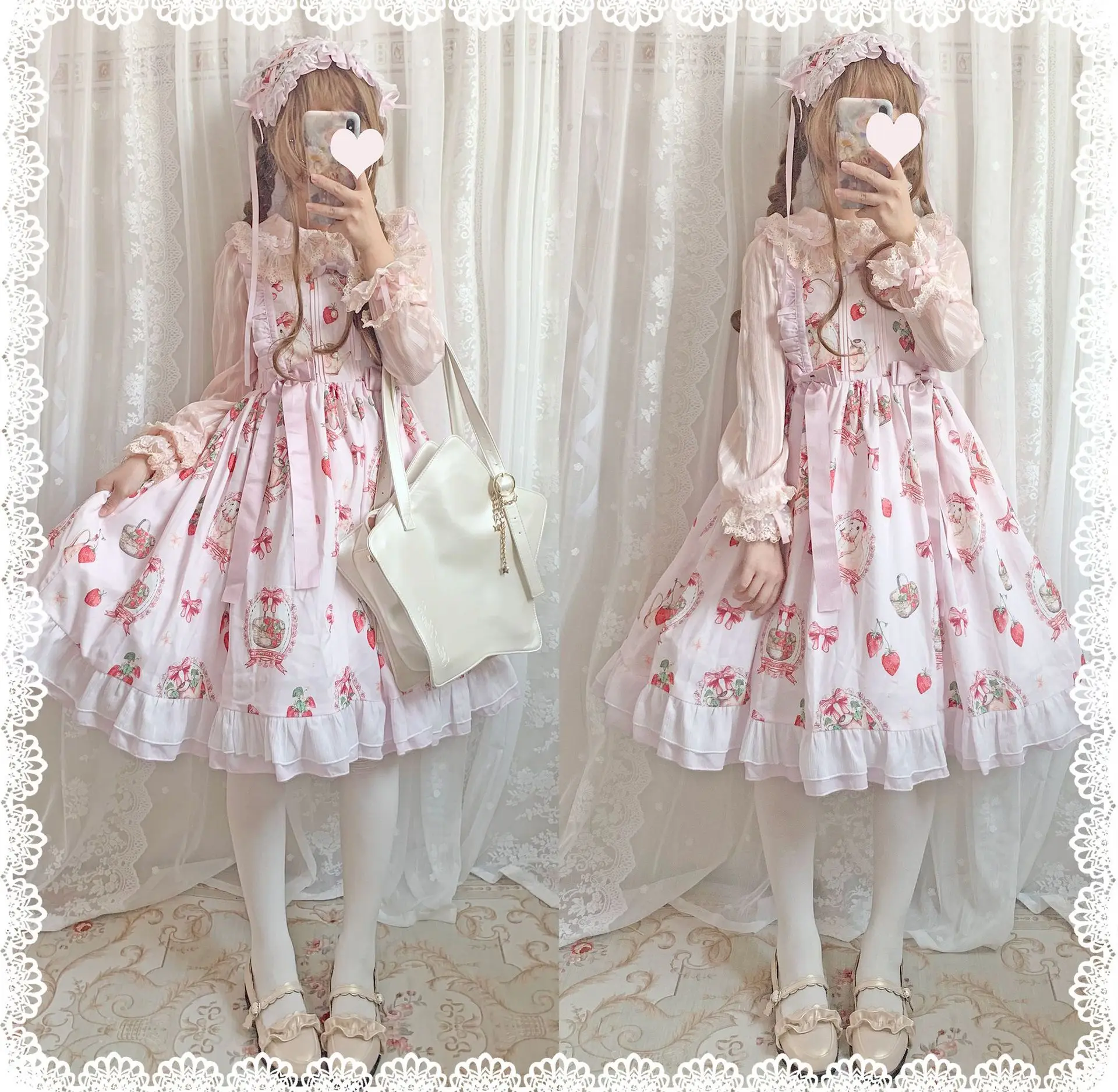 Original Genuine Lolita Strawberry Rabbit JSK Sweet Cute Daily Light Lo Dress Suspender Dress victorian dress  lolita dress