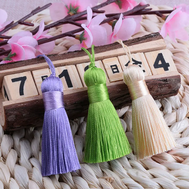 5pcs/lot 5cm Short Fat Silk Tassel Fringe Sewing Bang Tassel Trim Key Tassels For DIY Pendant Embellish Curtain Accessories