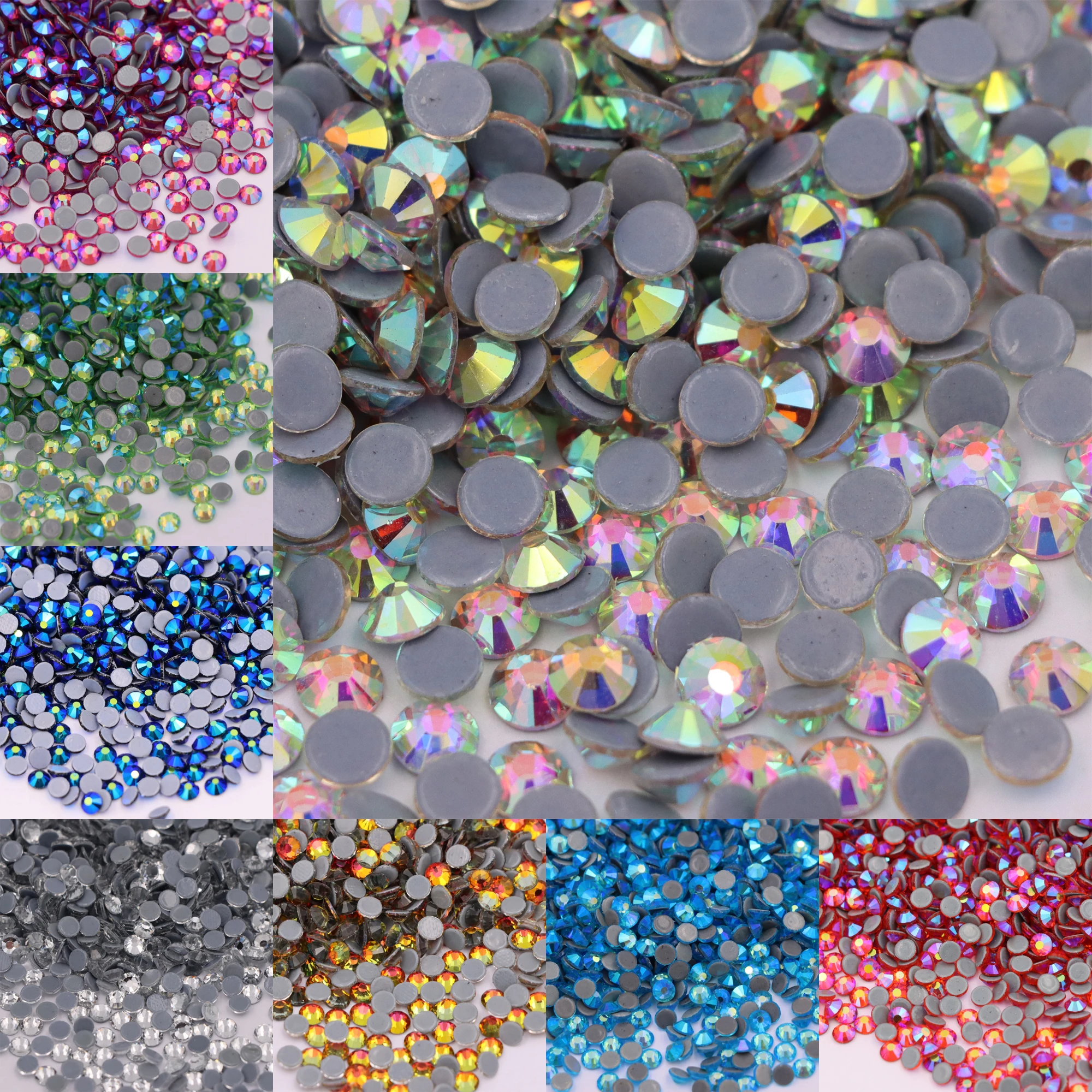 Crystal AB Hotfix Rhinestones For Needlework Clothes Flatback Stones Hot Fix Gems Strass Glitters For Fabric DIY Decoration