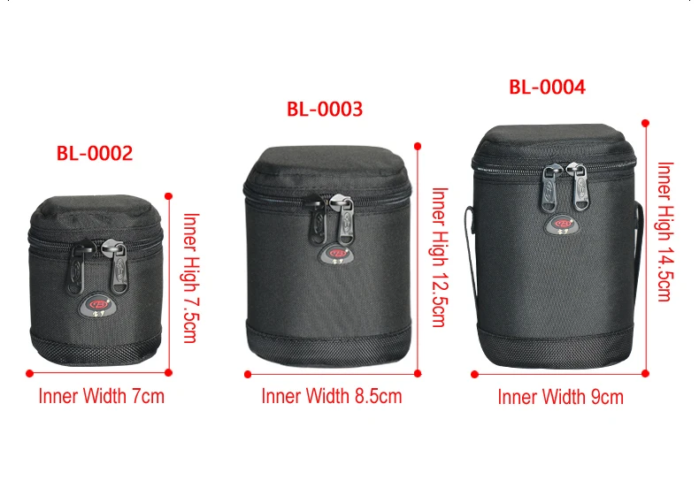 Sac De Protection Pour Objectif Photo - Néoprène épais 5mm - Tailles 10 à 28 Cm - Compatible Canon, Nikon, Sony, Etc. - 3