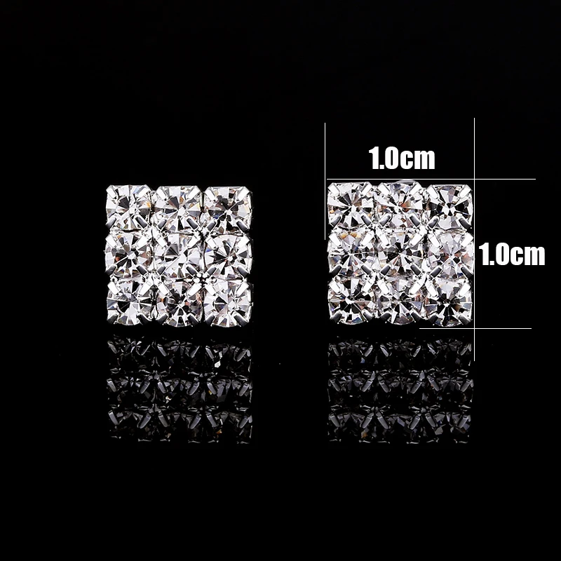 TDQUEEN Stud Earrings for Women Crystal Rhinestone Bridal Wedding Silver Plated Square Earring Brincos Cute Ear Stud Earrings