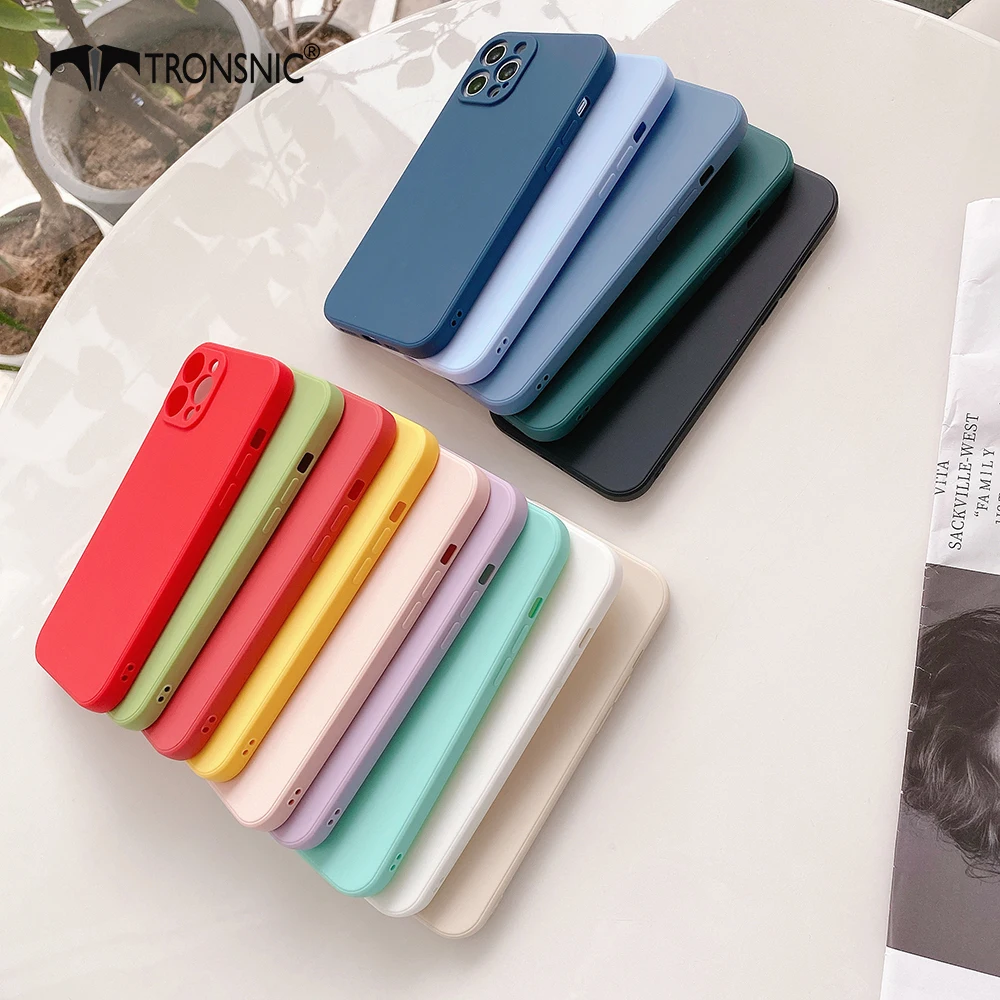 Plain Silicone Square Phone Case for iPhone 12 11 Pro Max XR Xs MAX Soft Matte Black Red Case for iPhone 6s 7 8 Plus Green Cover