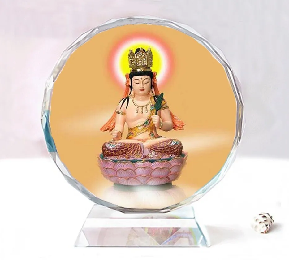 

King of Medicine bodhisattva，Exquisite double-sided crystal Buddha ornaments, Birthday present souvenir