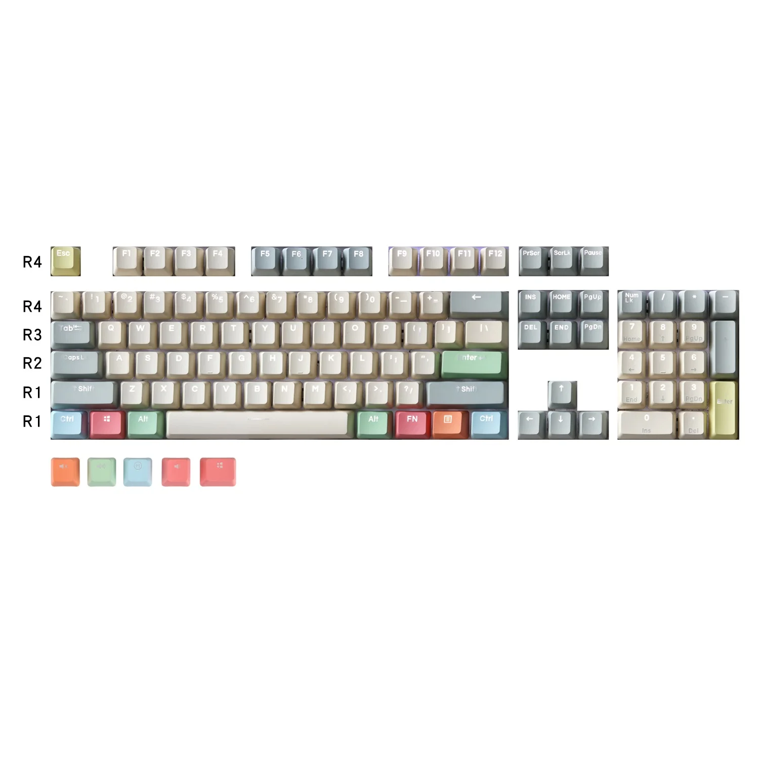 Canvas Light transmission Keycaps Side/Top Print 61 64 87 Key Double Shot Custom PBT OEM Profile For Backlit Mechanical Keyboard