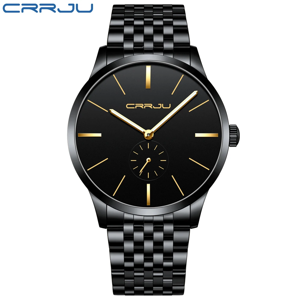 Fashion CRRJU Luxury Brand Man quartz full stainless steel Watch Casual Military Sport Men Dress Wristwatch Gentleman New