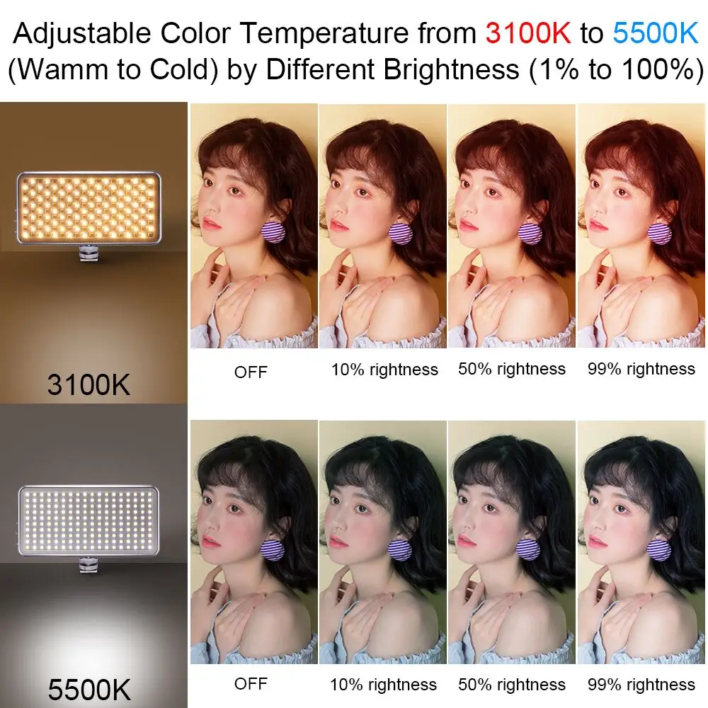 photography LED Light for Video Live or photo 3100K - 5500k Dual color temperature 1% - 100% brightness free to adjust