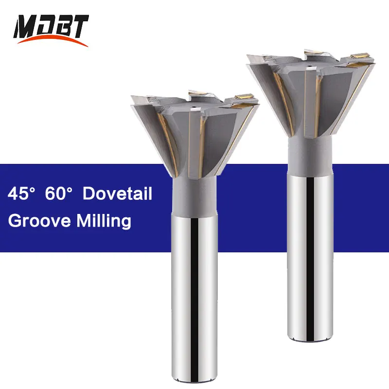 1PC 45/60 Degrees YG8 Dovetail Groove Milling Hard Alloy Milling Cutter Processing Copper Aluminum Cast Iron Diameter 16-60mm 