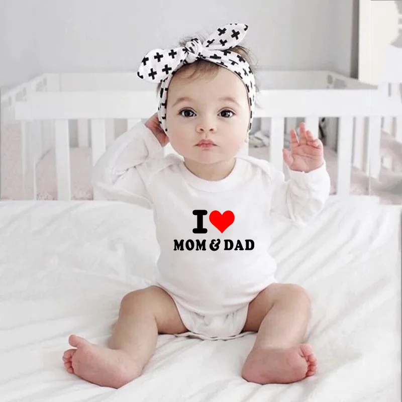 I Love Mom&Dad Baby Bodysuits Boys Girls Unisex Long Sleeve Cotton Jumpsuit Autumn Winter Ropa Bodysuit Infant Outfit