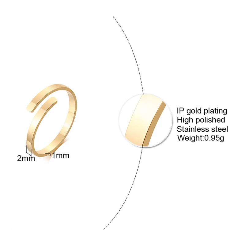 Vnox Personalized Engraved Names Rings for Women Size Adjustable Custom Stainless Steel Anniversary Gifts for Her Jewelry