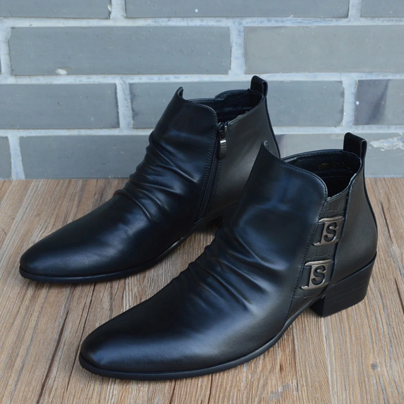 Ankle Round Toe Zip Men Chelsea Boots Med Sewing Solid Vintage Motorcycle Boots spring Autmn British Style Shoes