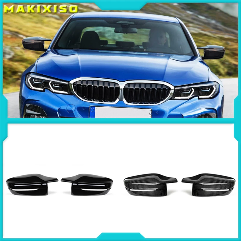 

2p Bright Black Side Wing Rearview Mirror cover caps for BMW 3 Series G20 G21 G28 320d 330e 330i 340i 2019-2022 M4 style LHD RHD