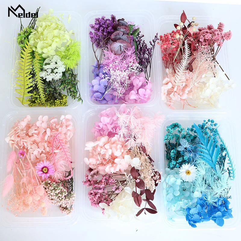 Meldel Mini Real Natural Dried Flower Bouquet Rose Pampas Grass Gypsophila Plants Fake Flower Wedding Home Decoration DIY Crafts