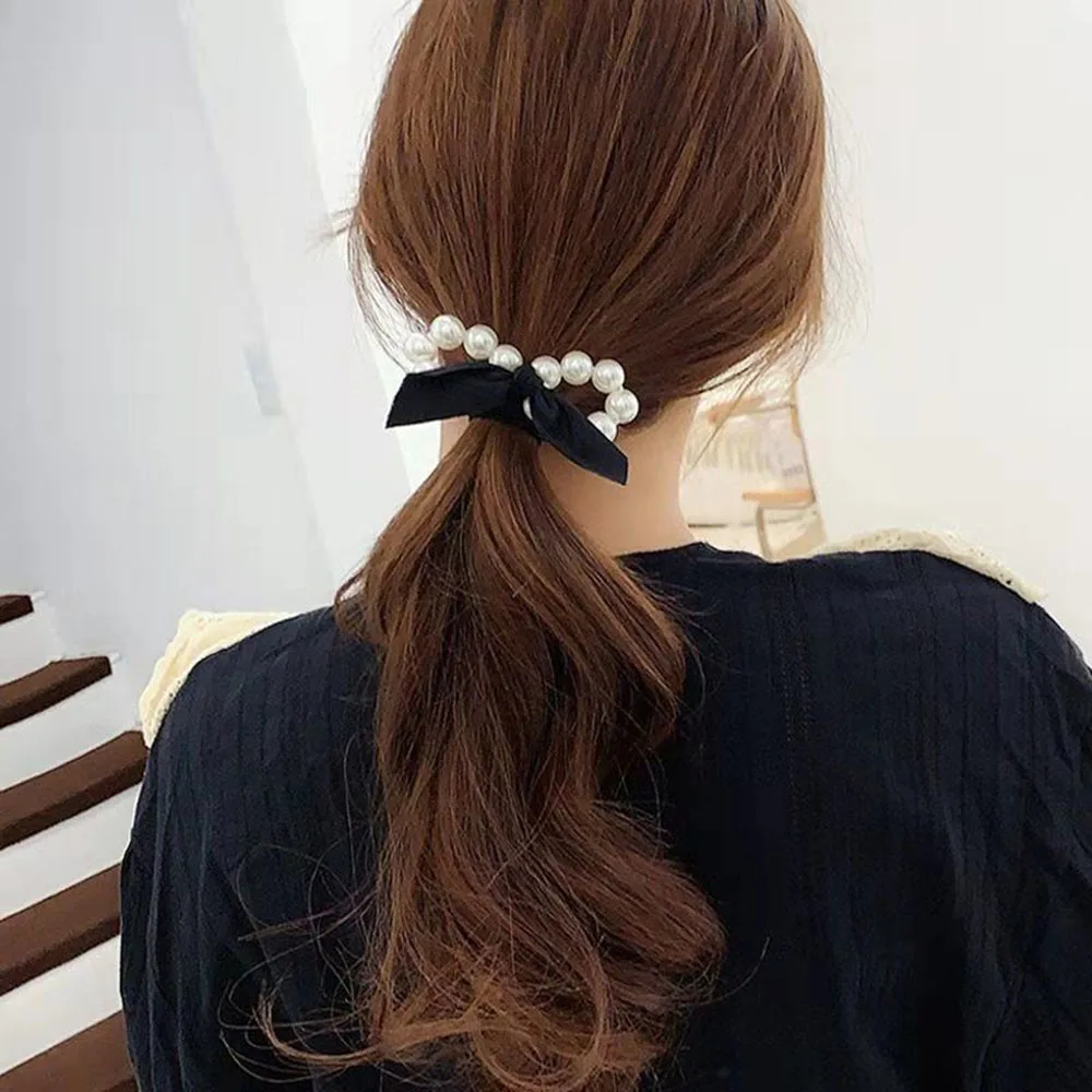 Woman Big Pearl Hair Ties Fashion Korean Style Hairband Scrunchies Girls Ponytail Holders Rubber Band Hair Accessories