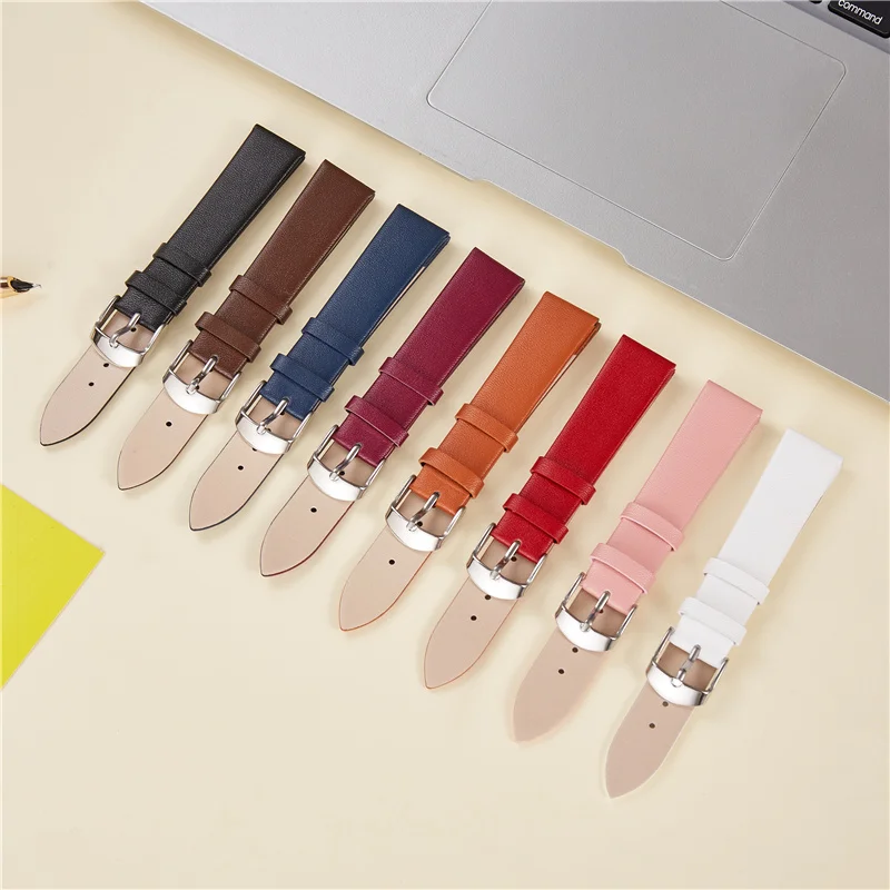 Calfskin Leather Watchbands Women Fashion Bracelets Business Wrist Straps 14mm 16mm 18mm 20mm 22mm Thin Watch Band