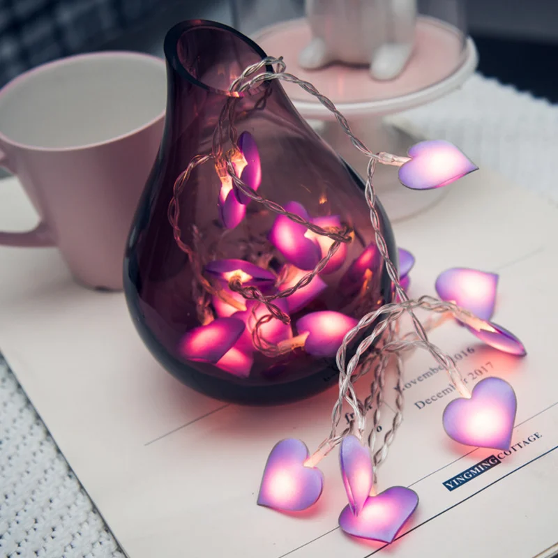 LED Heart Shape String Lights 1.5M 3M Indoor Fairy Lights Christmas Decoration Garland For Valentines Day Living Room Decoration