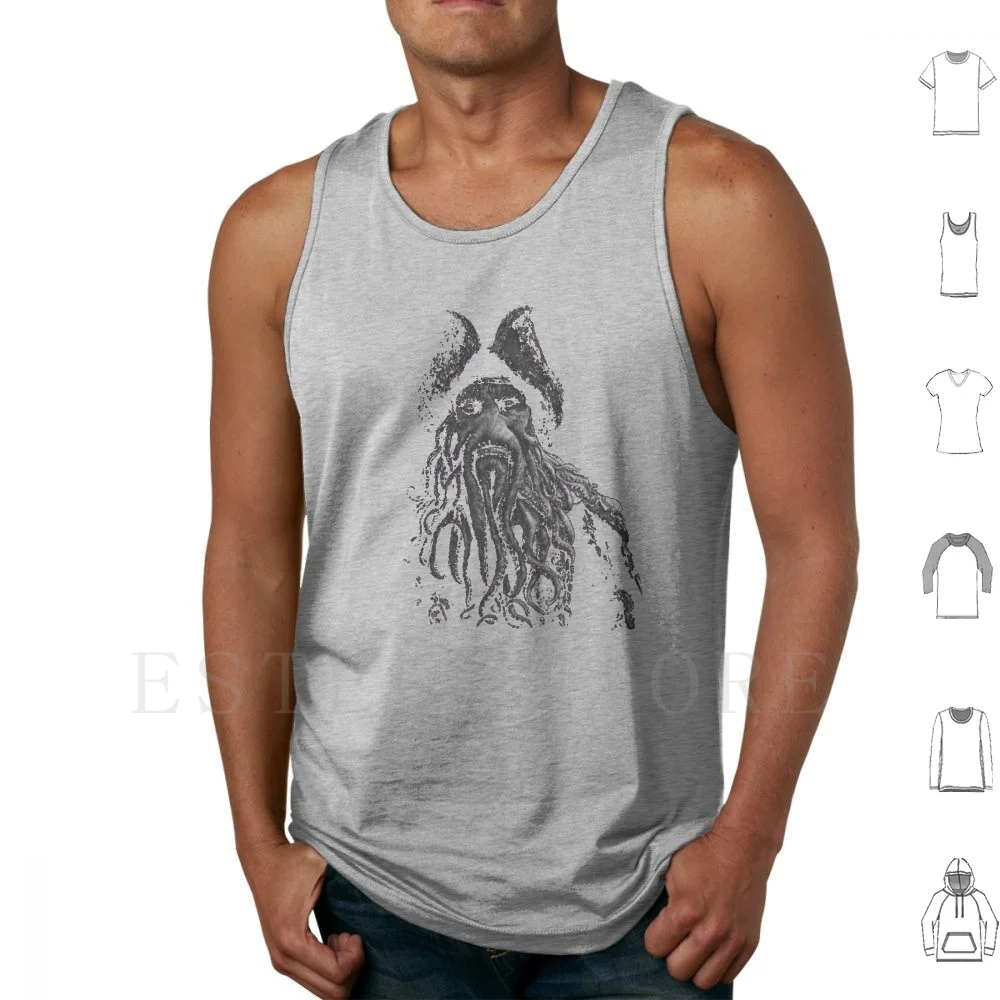 

Davy Jones Tank Tops Vest Sleeveless Davy Jones Pirates Sparrow Black Pearl
