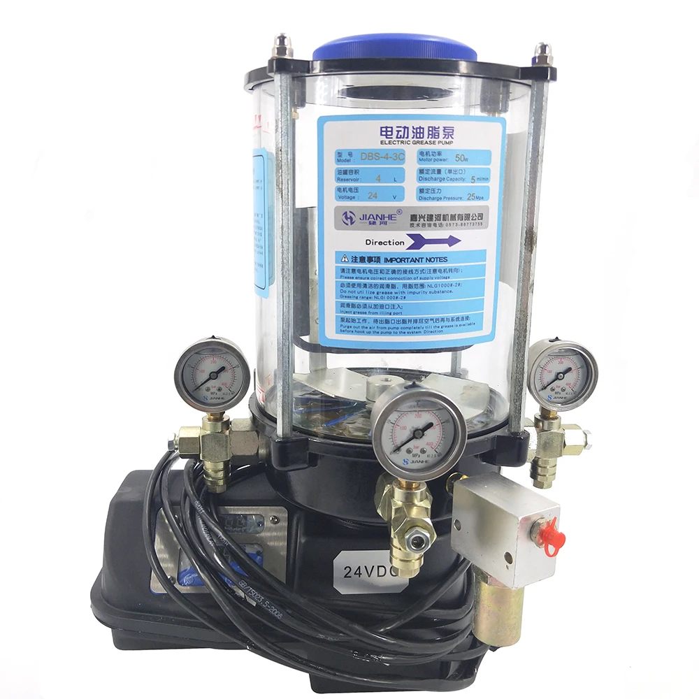 

DBS Series Lubricating Grease Pump 4 Liters 3 Oil Outlet 24 Volt Oil Pump For Mechanical Automatic Lubrication System