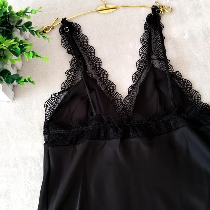 Camisón Sexy de satén para mujer, lencería íntima con tirantes finos, Kimono sedoso, ropa de dormir para el hogar
