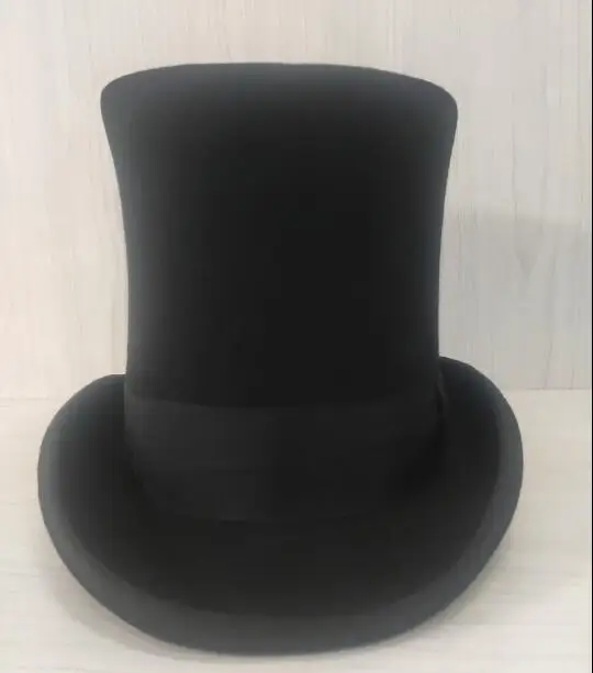 Vintage President Hat Wool Winter Men Hight 28cm Bucket Black Magic